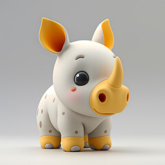 Wall Mural - A cute and happy baby rhino 3d illustration