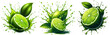 green lime withs splash isolated png hand drawn watercolor