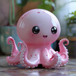 A cute and happy baby octopus 3d illustration