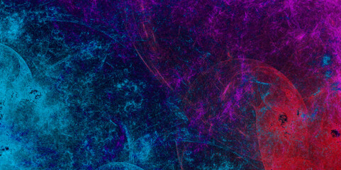 Artificial magic smoke in red with neon blue, purple light, smoke color isolated background for effect. Star field background Aquamarine and pink dark red pink, blue and purple Cosmic nebula universe