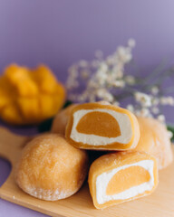 Wall Mural - A popular Japanese dessert made from rice flour and cream filling - mochi