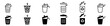  Set of trash can vector icons. Trash can icons. Remove characters. Trash cans in black and white style