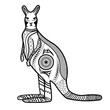 Kangaroo illustration with hand drawn Aboriginal art style