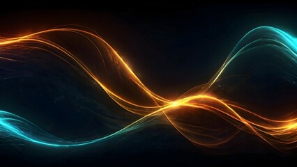 Energy lines glowing waves in the dark vector abstract background