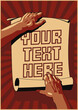 Hands holding Poster Retro Propaganda Style Illustration 
