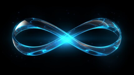 futuristic neon symbol background showcasing a glowing infinite loop, crafted with abstract blue lin