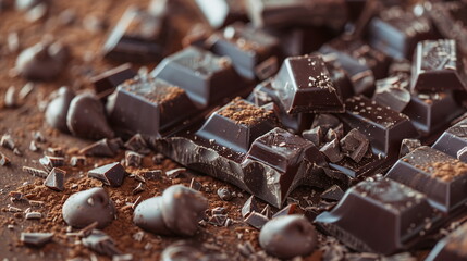 Wall Mural - close-up of sweet brown chocolate