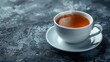   A steaming hot cup of tea on a saucer, with billowing tendrils of vapor escaping from the rim