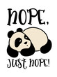 Cute panda. Simple flat icon with funny inscription. Nope, just nope