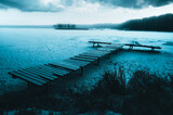 Fototapeta Krajobraz - pier on the frozen lake