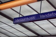 Vantaankoski train station sign. Photo taken from the train.