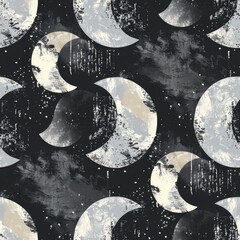 Wall Mural - Abstract Grunge Moon Phases Pattern for Background Design