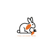 Bunny logo with carrot icon Easter hare pictogram. Cute bunny ears headband for Easter