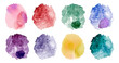 Set of watercolor circles brash multicolored. watercolor on white background. This is watercolor splash. It is drawn by hand transparent background.	