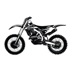 off-road Motocross Dirtbike black silhouette vector.