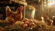 Hen Guarding Her Fresh Eggs