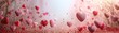 Heart shaped design elements on a Valentine's Day banner, red and pink tones, festive and romantic atmosphere