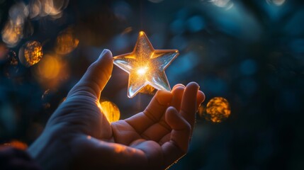 Canvas Print - Hand Holding a Glowing Star