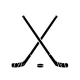 Fototapeta  - Hockey. Two crossed hockey sticks and puck - vector illustration