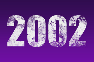 flat white grunge number of 2002 on purple background.