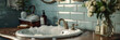 Detail shot of a vintage-inspired vanity in a bathroom, hyperrealistic photography of modern interior design