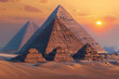 Majestic pyramids rise against the desert sunset, shrouded in the secrets of ancient times-3