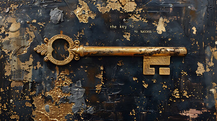 golden key and the letters the key to success