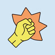 Punch, raised up clenched fist vector icon