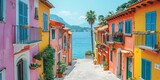 Fototapeta Fototapeta uliczki - Discover the picturesque coastal toawn, with its colorful houses and charming streets.