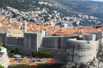 Hillside city of Dubrovnik protected by the surrounding wall