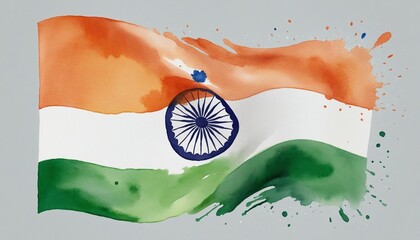 Wall Mural - Watercolor painted  flag of india in Bright Colours 