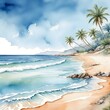 Farbenfrohes Gemälde - Palmen am Strand