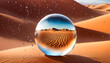 Hintergrund Vorlage Wüste Sand trockene Düne  mit Wasser Tropfen Regen Glaskugel blau braun Ökologie Umweltschutz  Erde Trockenheit Verwüstung