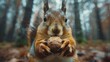 Squirrel Eating Nut in Woods