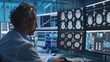 © irissca - Doctor Reviewing High-Definition AI-Enhanced Brain Scans