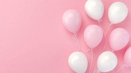 Pastel pink background balloon concept for copy space.