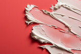 Fototapeta Desenie - white smears of creamy texture on red pastel background