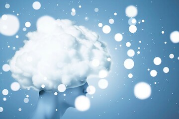 Wall Mural - head mind brain concept abstract mental imagination cloudy ideas human background science blue