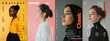 © Molibdenis-Studio - A collection of four stylish typographic posters with portraits of women, showcasing bold fonts and minimalist design elements.
