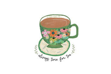 cup of tea png sublimation, always time for tea