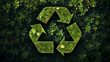 Recycling symbol on green background