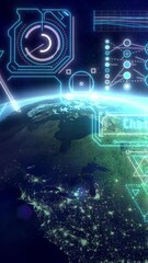 Wall Mural - infographics about artificial intelligence on the background of the earth.
