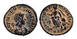 Ancient Roman bronze coin of Emperor Theodosius, 379-395 AD. Follis