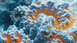 A close up of a beautiful coral reef with orange and white swirls, AI