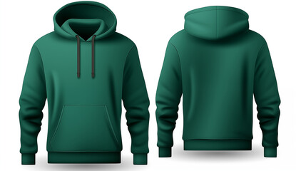 Wall Mural - Green hoodie template for your design mockup for print isolated on white background Logo Placement and Branding