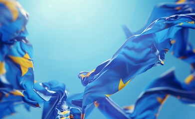 Poster -  fabric in the colors of the European union euro flag 