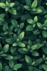 Poster - Artistic rendition of a thyme herb pattern, perfect for culinary arts, botanical education, and pattern design with a vibrant green palette.
