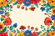 A colorful floral border with copy space, Mexican folk illustration