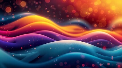 Wall Mural - A background of bright, colorful waves. Trendy graphic art with colorful waves and vivid colors with soft bokeh effect.