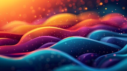 Wall Mural - A background of bright, colorful waves. Trendy graphic art with colorful waves and vivid colors with soft bokeh effect.